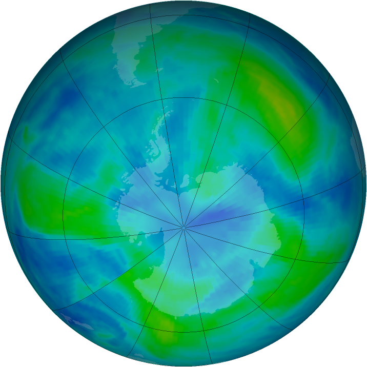 Antarctic ozone map for 30 March 1999